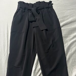Paper Bag  Black Women's Pants with front pockets